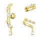 Dextera ear cuff Set (3), Mixed cuts, White, Gold-tone plated