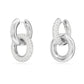 Dextera hoop earrings Asymmetrical design, Interlocking loop, White, Rhodium plated