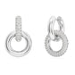 Dextera hoop earrings Asymmetrical design, Interlocking loop, White, Rhodium plated