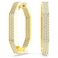 Dextera hoop earrings Octagon shape, Large, White, Gold-tone plated
