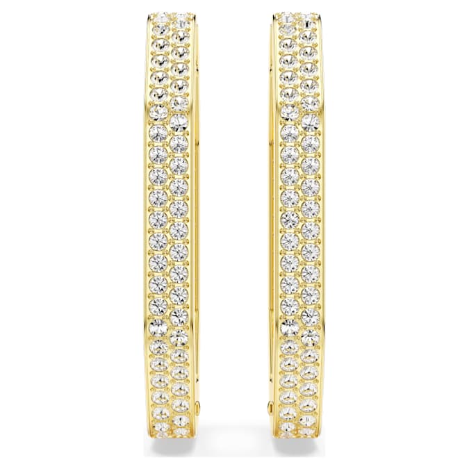 Dextera hoop earrings Octagon shape, Large, White, Gold-tone plated
