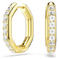 Dextera hoop earrings Octagon shape, Round cut, White, Gold-tone plated