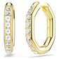 Dextera hoop earrings Octagon shape, Round cut, White, Gold-tone plated