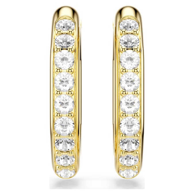 Dextera hoop earrings Octagon shape, Round cut, White, Gold-tone plated