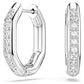 Dextera hoop earrings Octagon shape, Round cut, White, Rhodium plated