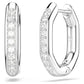 Dextera hoop earrings Octagon shape, Round cut, White, Rhodium plated