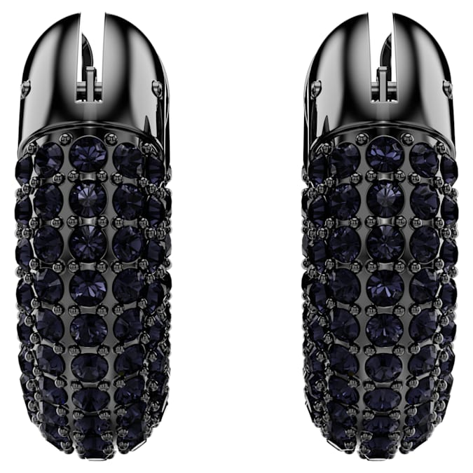 Dextera hoop earrings Small, Black, Ruthenium plated