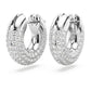 Dextera hoop earrings Small, White, Rhodium plated