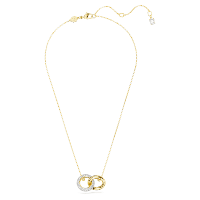 Dextera pendant Interlocking loop, White, Gold-tone plated