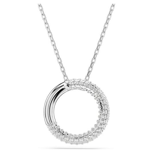 Dextera pendant Pavé, White, Rhodium plated