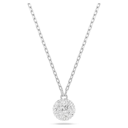 Dextera pendant Round cut, Sphere, White, Rhodium plated