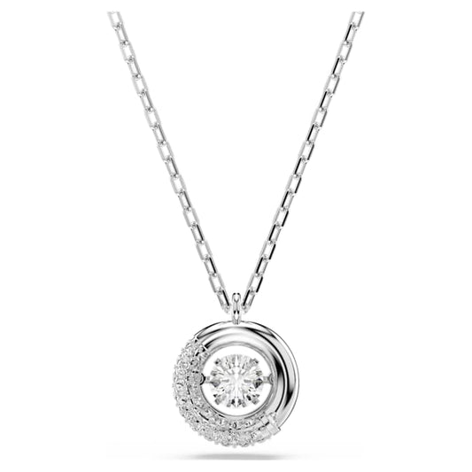 Dextera pendant Round cut, White, Rhodium plated