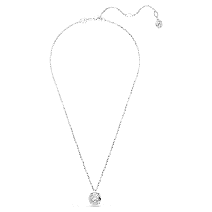 Dextera pendant Round cut, White, Rhodium plated