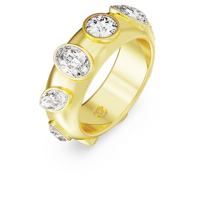 Dextera ring Mixed cuts, White, Gold-tone plated