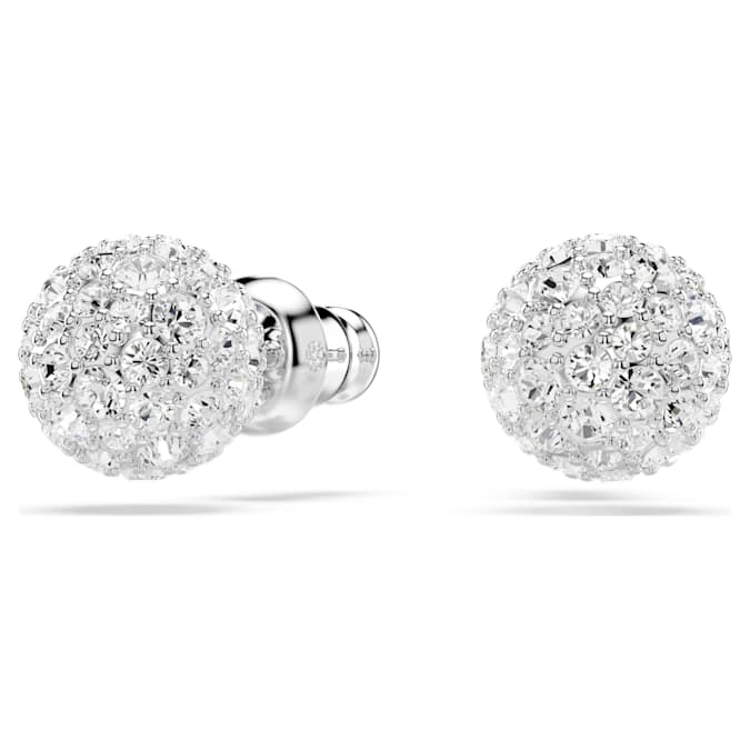 Dextera stud earrings Round cut, Sphere, White, Rhodium plated