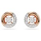 Dextera stud earrings Round cut, White, Rose gold-tone plated