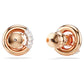 Dextera stud earrings Round cut, White, Rose gold-tone plated
