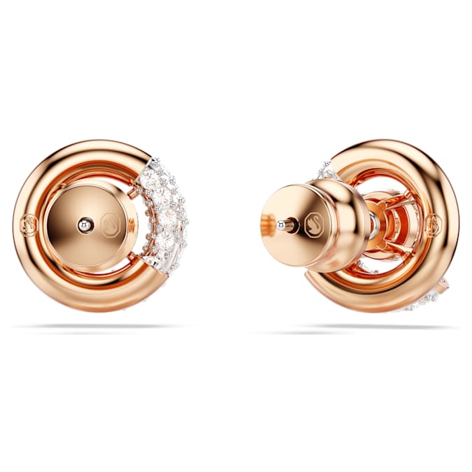 Dextera stud earrings Round cut, White, Rose gold-tone plated