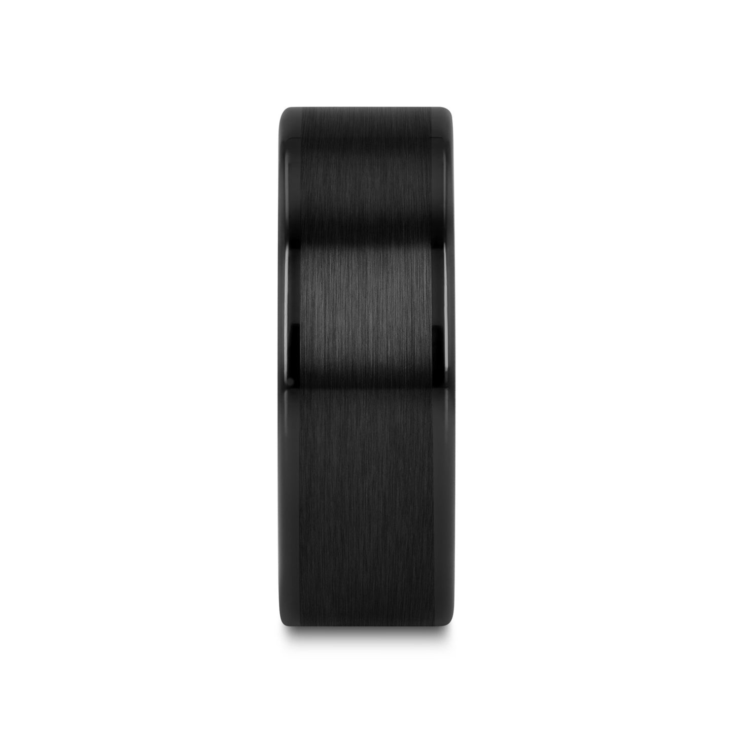 OCTAVIUS Flat Black Ceramic Ring with Brushed Center & Polished Edges - 4mm - 12mm - 6mm