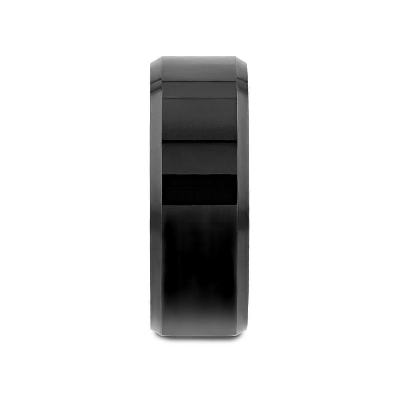 INFINITY Black Tungsten Ring with Beveled Edges - 4mm - 12mm - 8mm