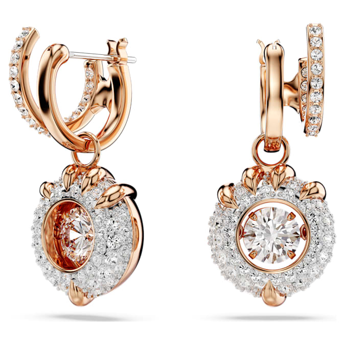 Dragon & Phoenix drop earrings Dragon’s claw, White, Rose gold-tone plated