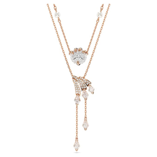 Dragon & Phoenix necklace Set (2), Crystal pearl, Dragon’s claw, White, Rose gold-tone plated