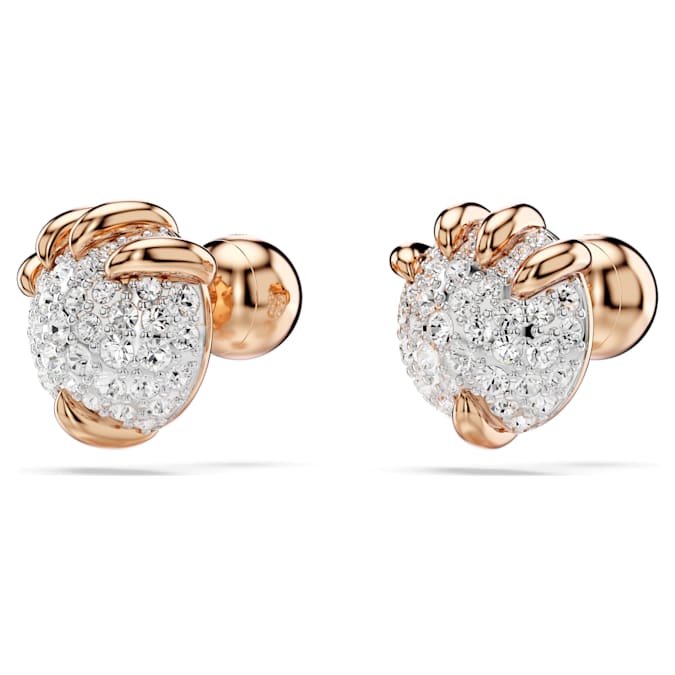 Dragon & Phoenix stud earrings Dragon’s claw, White, Rose gold-tone plated