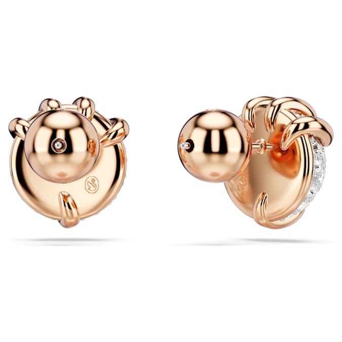 Dragon & Phoenix stud earrings Dragon’s claw, White, Rose gold-tone plated
