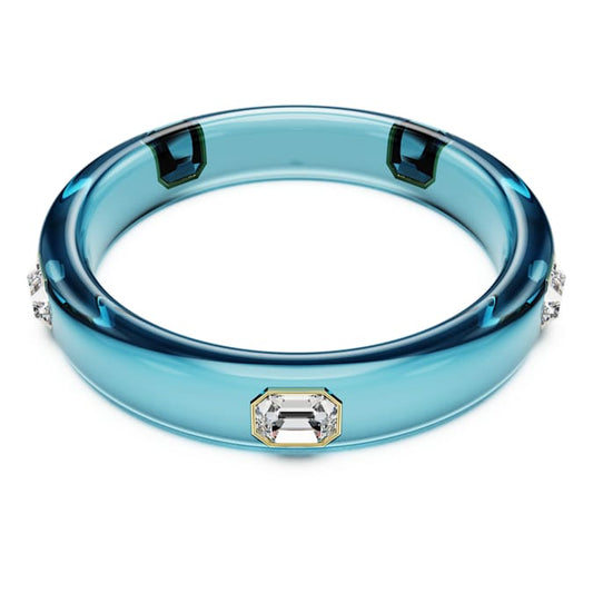Dulcis bangle Octagon cut, Blue, Gold-tone plated
