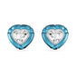 Dulcis clip earrings Heart cut, Pavé, Heart, Blue, Rhodium plated