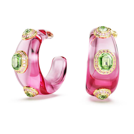 Dulcis hoop earrings Mixed cuts, Multicolored, Gold-tone plated