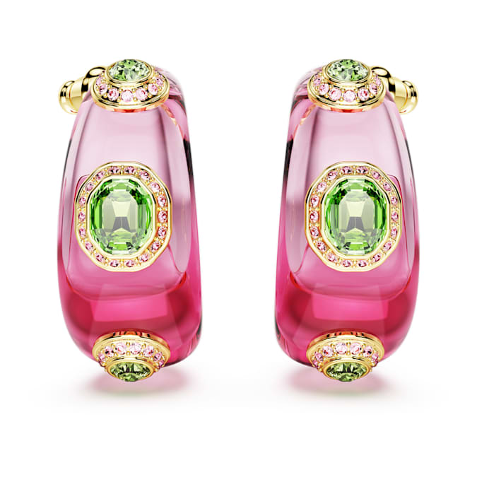 Dulcis hoop earrings Mixed cuts, Multicolored, Gold-tone plated