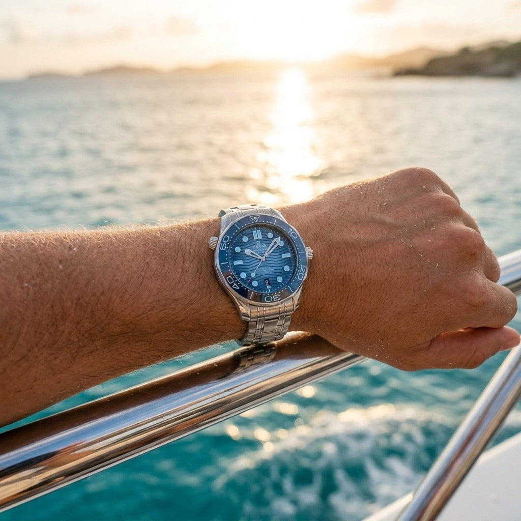 Omega Seamaster Diver 300M 42 mm — Steel on Steel (210.30.42.20.03.003) — lifestyle