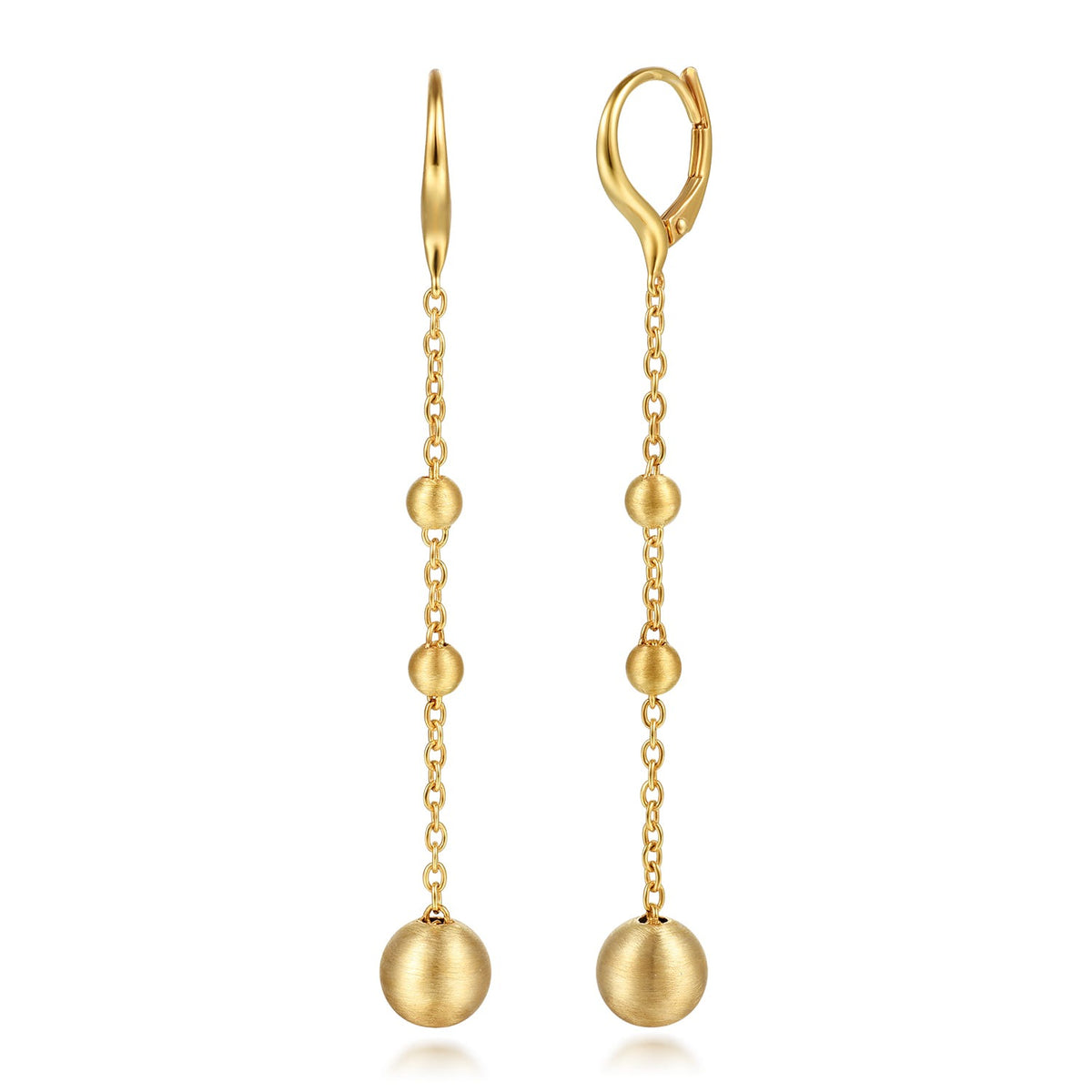 Gabriel & Co. 14K Yellow Plain Gold Bujukan Ball Leverback Drop Earrings