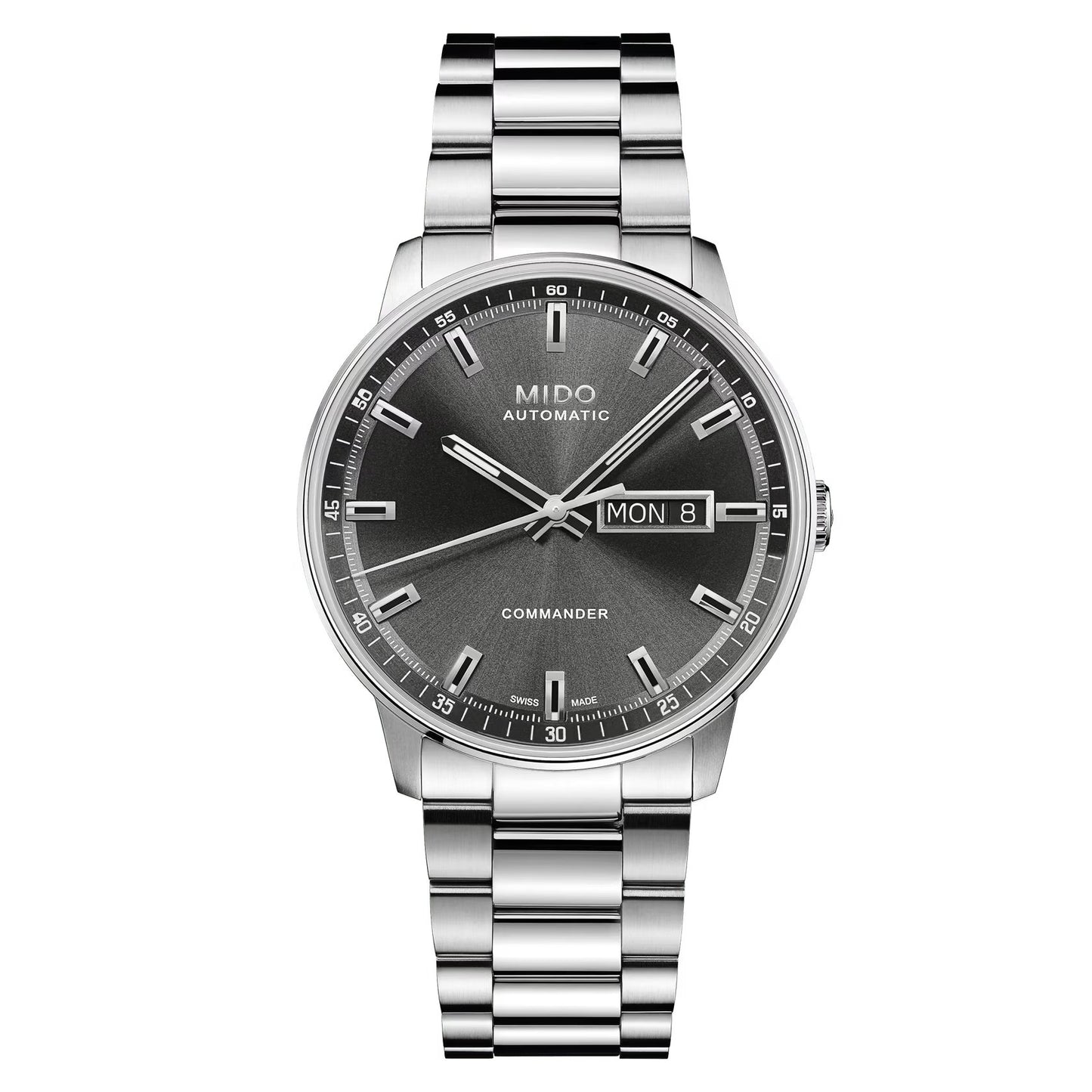 Mido Commander Dateday — Stainless Steel /Anthracite Dial