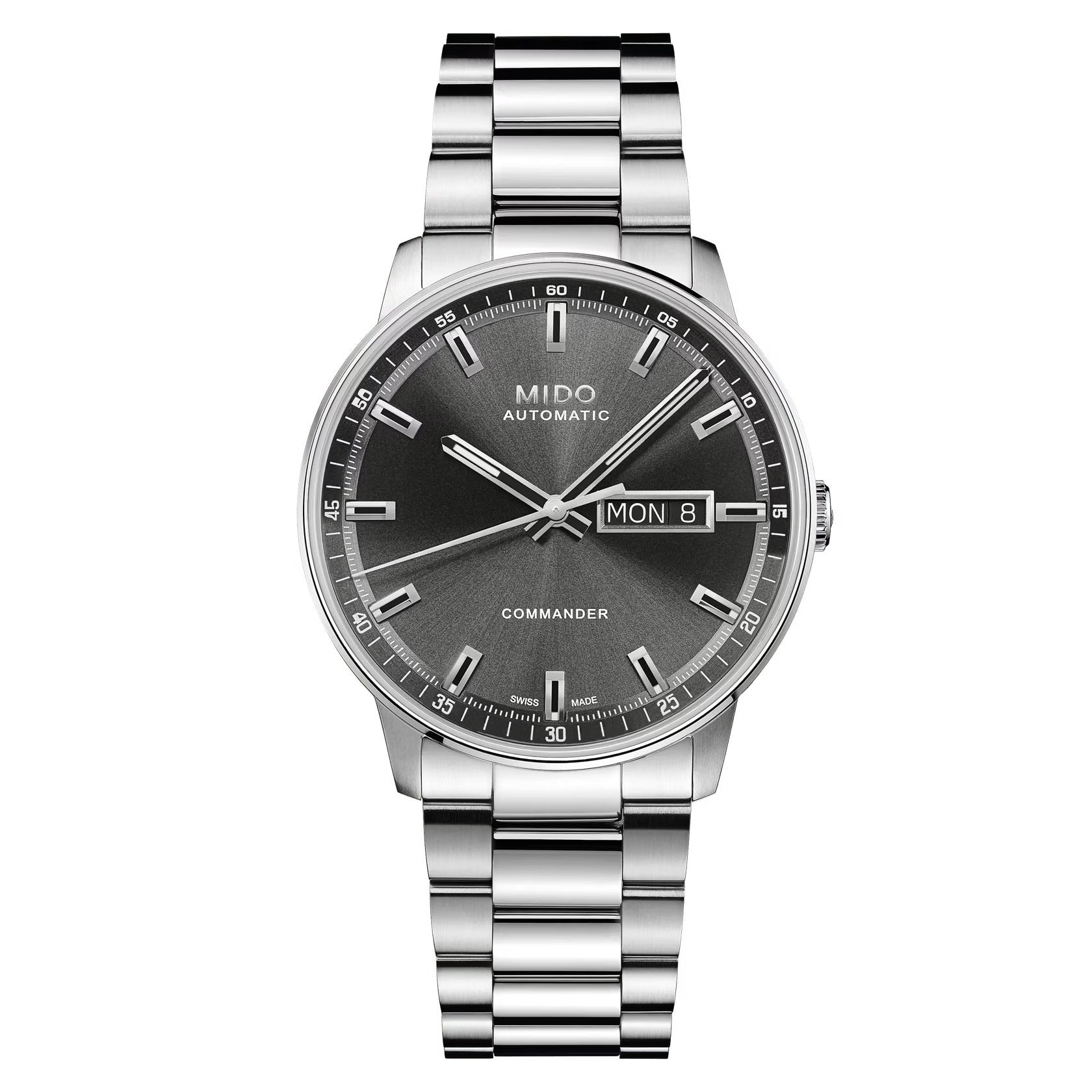 Mido Commander Dateday — Stainless Steel /Anthracite Dial