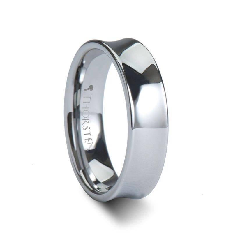 WASHINGTON Concave Tungsten Wedding Band with Polished Finish - 4mm - 8mm