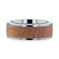STILL Whiskey Barrel Inlaid Titanium Men's Wedding Band With Flat Polished Edges Made From Genuine Whiskey Barrels - 8mm
