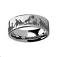 Howling Wolf Moon Mountain Ring Engraved Flat Tungsten Polished - 4mm - 12mm - 8mm