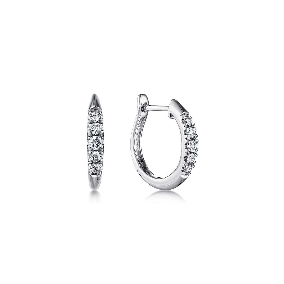 Gabriel & Co. 14K White Gold Classic Round 15mm Diamond Huggie Earrings .22CTW
