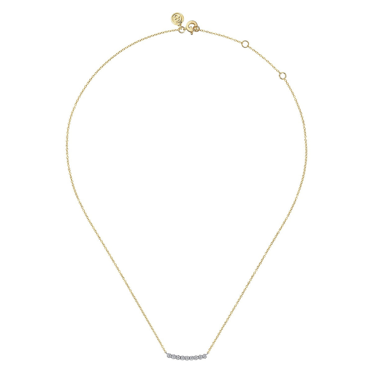 Gabriel & Co. 14K White and Yellow Gold White Sapphire Bar Necklace .25CTW
