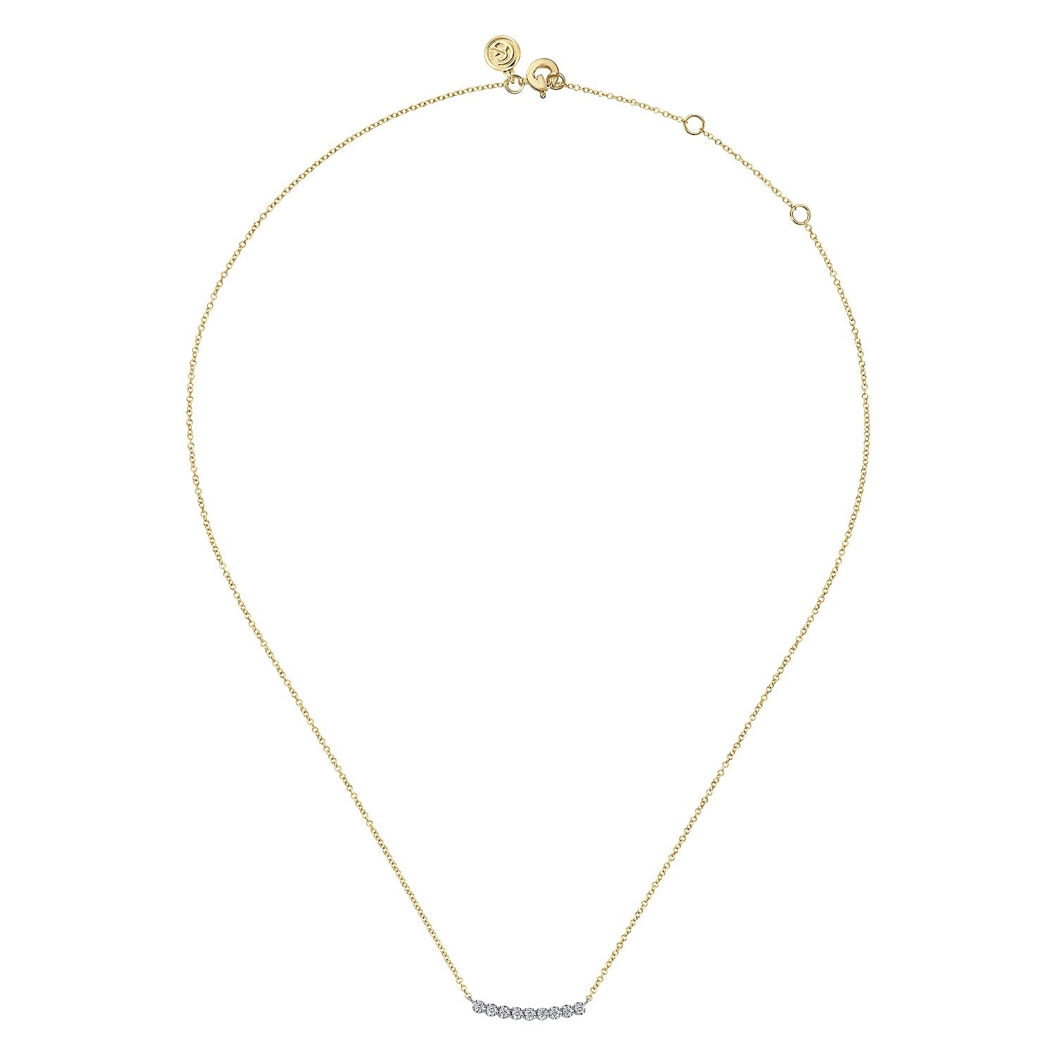 Gabriel & Co. 14K White and Yellow Gold White Sapphire Bar Necklace .25CTW