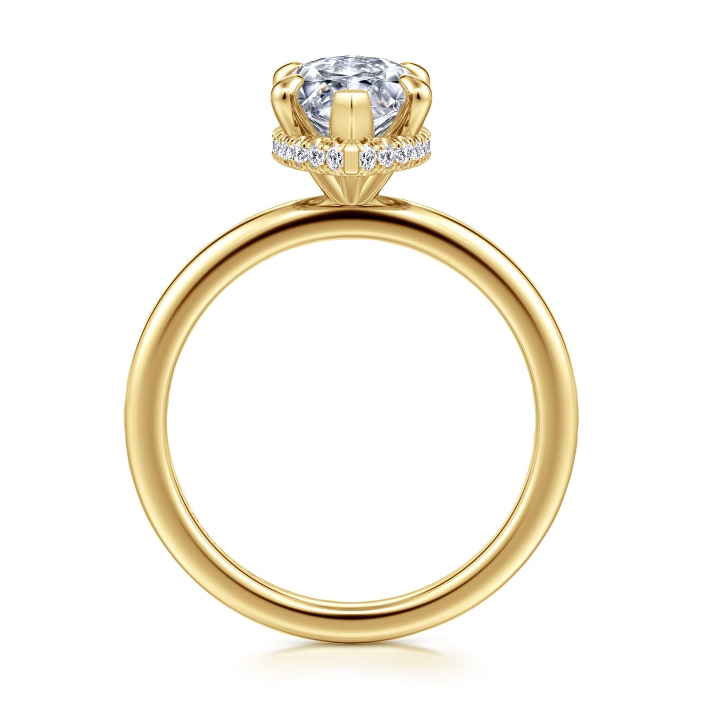 Gabriel & Co. Rainah 14K Yellow Gold Hidden Halo Marquise Diamond Engagement Ring 13x6.5 semi .15ctw
