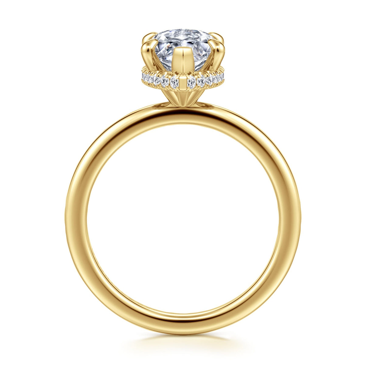 Gabriel & Co. Rainah 14K Yellow Gold Hidden Halo Marquise Diamond Engagement Ring 13x6.5 semi .15ctw