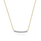 Gabriel & Co. 14K White and Yellow Gold White Sapphire Bar Necklace .25CTW
