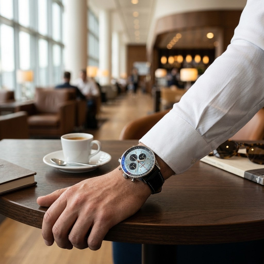 Breitling Navitimer B01 Chronograph 43 — Ice blue Dial — lifestyle