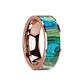 GREDEL Flat 14K Rose Gold Ring with Mother of Pearl Inlay and Polished Edges - 8mm