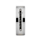 BLACKSTONE Flat Tungsten Wedding Band with Brushed Silver Inlay Center and 9 Channel Set Black Diamonds - 8mm