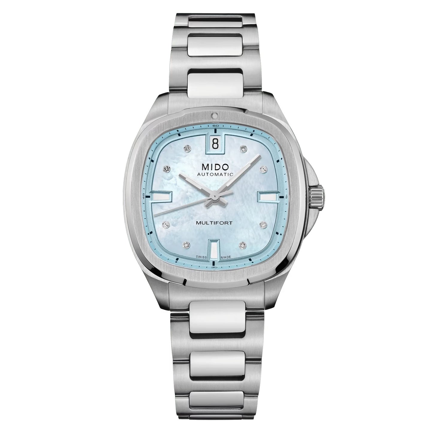 MIDO Multifort TV 35 Blue Mother of Pearl and Diamond Dial Stainless Steel Watch - 34.2 X 35mm