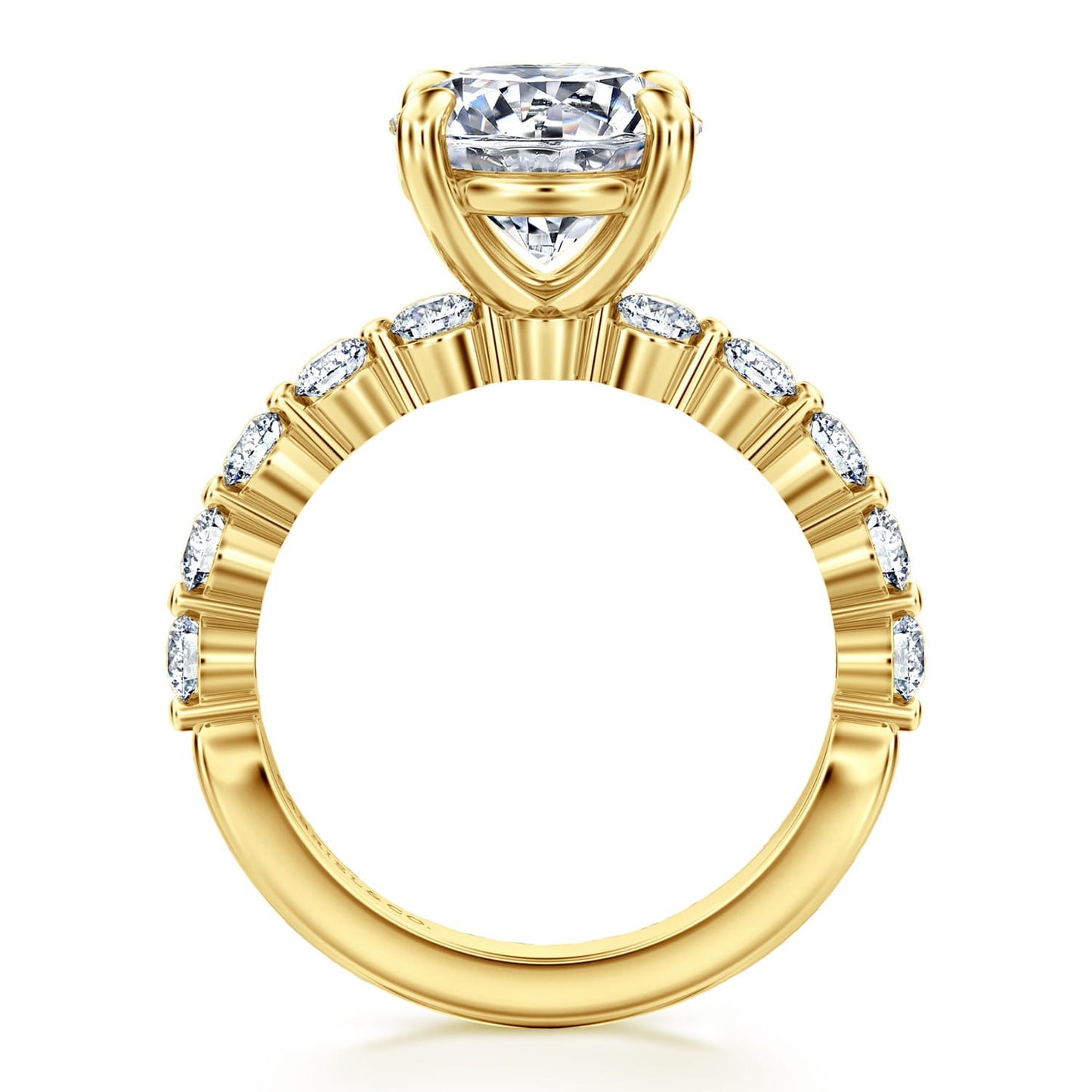 Gabriel & Co. Silvey - 14K Yellow Gold Round Single Prong Diamond Engagement Ring 9mm 3/4ctw